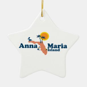 Ornement En Céramique Île d'Anna Maria - conception de carte