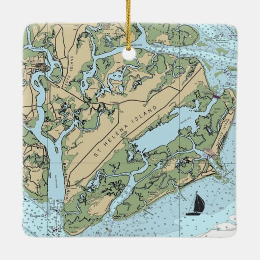 Ornement En Céramique Île Sainte-Hélène Caroline du Sud (Dos)