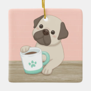 Ornement En Céramique Illustration de chien et de mouton mignon