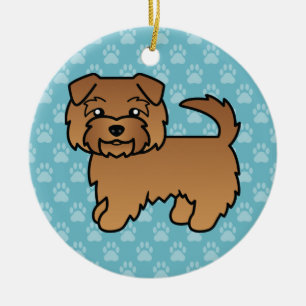 Ornement En Céramique Illustration de chien Norfolk Terrier rouge de sty