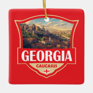 Ornement En Céramique Illustration Rétro Badge de la Géorgie