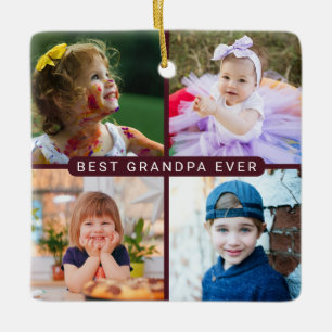 Ornement En Céramique Image multi-photos grand-père bordeaux Noël 