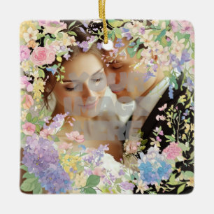 Ornement En Céramique Image personnalisée de la bordure Mariage florale