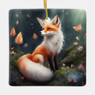 Ornement En Céramique Imaginaire Fox Nature Art