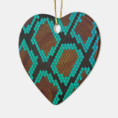 Ornement En Céramique Impression Brown et Turquoise de serpent (Gauche)