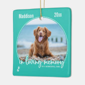 Ornement En Céramique In Love Memory Turquoise Chien Photo Pet Memorial (Gauche)