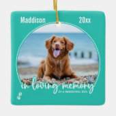 Ornement En Céramique In Love Memory Turquoise Chien Photo Pet Memorial (Devant)