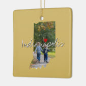 Ornement En Céramique Indiana State Photo insert and town name (Gauche)