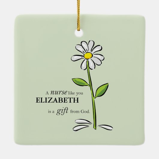 Ornement En Céramique Infirmière Anniversaire Religieux Vert Fête Person (Dos)