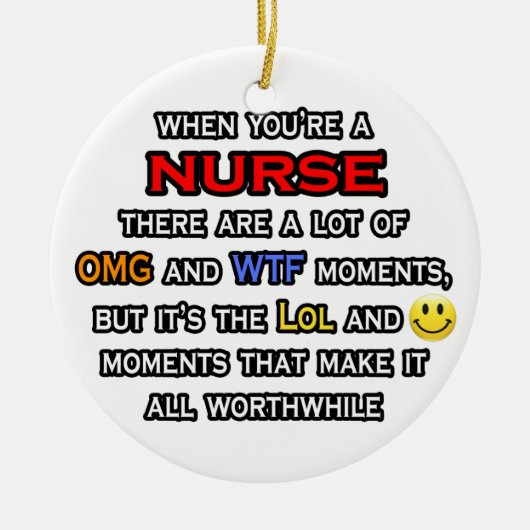 Ornement En Céramique Infirmière ... OMG WTF LOL (Devant)