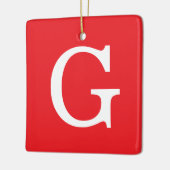 Ornement En Céramique Initial Letter Monogram Red White Plain Simple (Gauche)