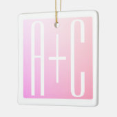 Ornement En Céramique Initiales de couple | Gradation rose subtile (Gauche)