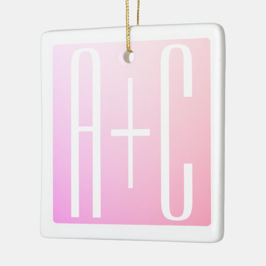 Ornement En Céramique Initiales de couple | Gradation rose subtile (Gauche)