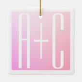 Ornement En Céramique Initiales de couple | Gradation rose subtile (Dos)
