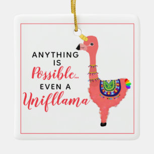Ornement En Céramique Inspiration rose Unicorne Flamant rose Llama Xmas