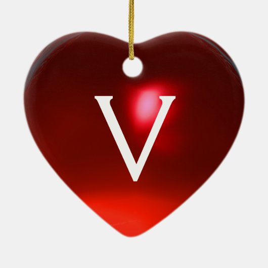 ORNEMENT EN CÉRAMIQUE INSTRUCTEUR DE GOLF RED RUBY MONOGRAM DU COEUR (Dos)