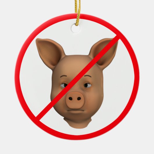 Ornement En Céramique Interdit Aux Cochons (Devant)
