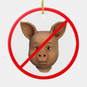 Ornement En Céramique Interdit Aux Cochons (Dos)