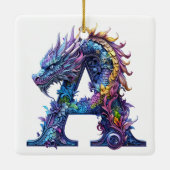 Ornement En Céramique Intricate Dragon - letter A Ceramic Ornament (Dos)