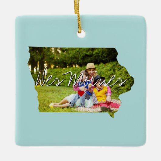 Ornement En Céramique Iowa State Photo insert and town name (Devant)