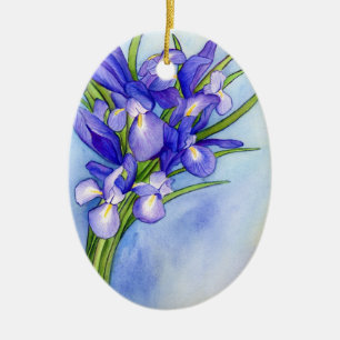 Ornement En Céramique Iris Bouquet Flower Art Peinture Ornament Pendenti