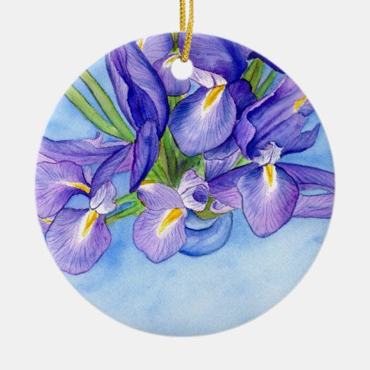 Ornement En Céramique Iris Vase Flower Art Peinture Pendentif (Devant)