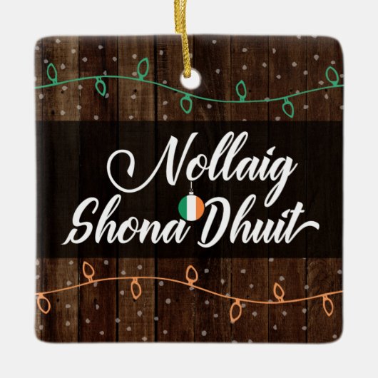Ornement En Céramique Irish Gaelic Joyeux Noël Nollaig Shona Dhuit (Devant)