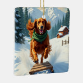 Ornement En Céramique Irish Setter Sledding Adventure Christmas Painting (Droite)