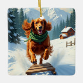 Ornement En Céramique Irish Setter Sledding Adventure Christmas Painting (Devant)
