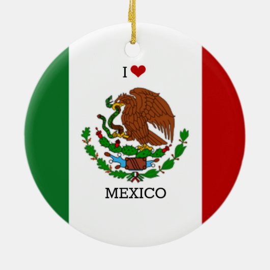 Ornement En Céramique j' aime le drapeau mexicain (Dos)