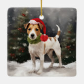 Ornement En Céramique Jack Russell Chien à Noël de neige (Dos)