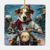 Ornement En Céramique Jack Russell Chien équitation Moto Noël (Dos)