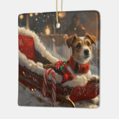Ornement En Céramique Jack Russell Chien Festive de Noël (Gauche)