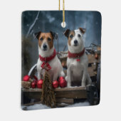 Ornement En Céramique Jack Russell Snowy Sleigh Décor de Noël (Droite)