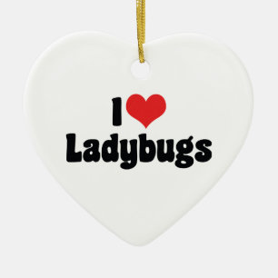 Ornement En Céramique J'adore les coccinelles à coeur - Amoureux de cocc