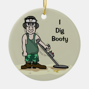 Ornement En Céramique J'ai creusé le botte de métal détectant Guy Chasse