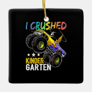Ornement En Céramique J'ai écrasé le camion monstre de jardin d'enfants