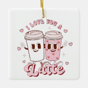 Ornement En Céramique J'aime beaucoup un Valentin Bubble Tea Groovy pour