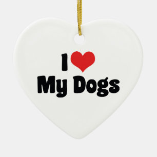 Ornement En Céramique J'aime cœur mes chiens - Amateur d'animaux