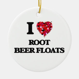 Ornement En Céramique J'aime des flotteurs de bière de racine