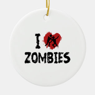 Ornement En Céramique J'aime des zombis