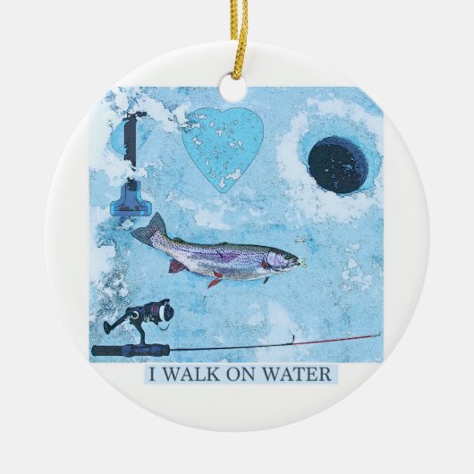 Ornement En Céramique J'aime la pêche de glace (Devant)