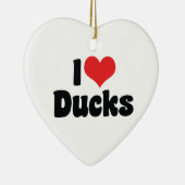 Ornement En Céramique J'aime les canards cardiaques (Droite)