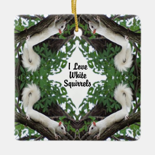 Ornement En Céramique J'aime les écureuils blancs (Devant)