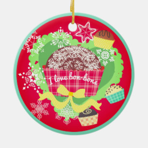 Ornement En Céramique J'aime l'ornement de Noël de chocolats de fèves 