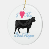 Ornement En Céramique J'aime mon Angus noir (Gauche)