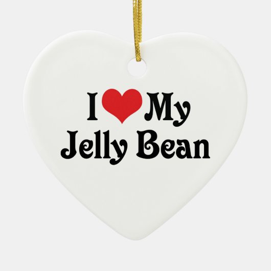 Ornement En Céramique J'Aime Mon Jelly Bean (Devant)