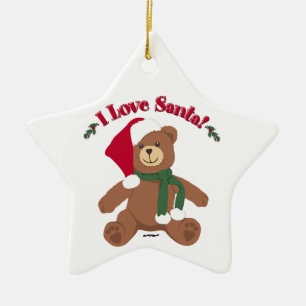 Ornement En Céramique J'Aime Père Noël ! Ours en peluche Noël