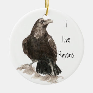 Ornement En Céramique J'aime Ravens Ornament