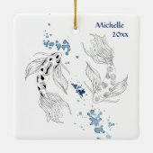 Ornement En Céramique Japonais personnalisé Koi Poisson Nage Noël (Dos)